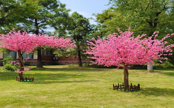 Árbol de flores de cerezo artificiales de 2 m de altura, simulación de árboles de los deseos de melocotón para decoración del hogar, decoraciones de jardín al aire libre 2341371