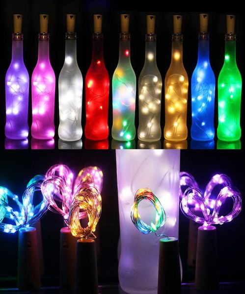 2 metros 20 luces Botella de vino Cork Light String lámpara de línea de plata estrellada Cadena de luz LED para fiesta Boda de Navidad Halloween BA4688195