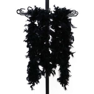 Boa en plumes de dinde de 2 mètres, 40 grammes, plumes de marabout naturelles noires, écharpe pour décoration de robe de soirée, coupe de plumes multicolores