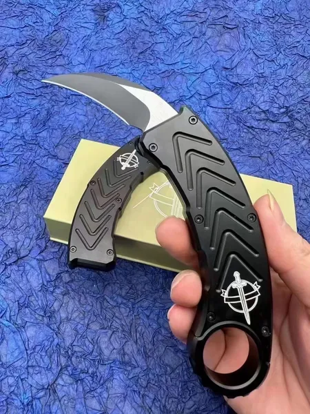 Karambit – couteau pliant automatique à griffes, 2 modèles, lame K110 de 2.55 pouces, poignées en aluminium pour l'aviation, couteaux de poche, auto-défense, outils EDC