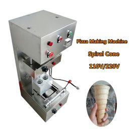 Máquina de Pizza con forma de espiral de 2 moldes, máquina automática eléctrica comercial para conos de Pizza con soporte