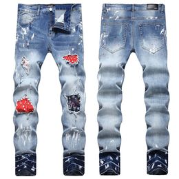 2 Nouveau Designer Hommes Jeans Pantalon Skinny Casual Jeans De Luxe Hommes Mode En Détresse Ripped Slim Moto Moto Biker Denim Hip Hop Pantalon # 310