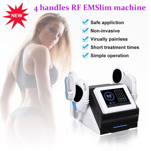 2 ou 4 poignées RF Emslim HIemt minceur Machine Ems Stimulation musculaire électromagnétique combustion des graisses mise en forme du corps levage des fesses bras cuisse Abdomen