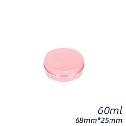 Latas de aço de metal rosa 2 oz/60 ml Latas de alumínio redondas Latas de viagem de armazenamento com tampa de rosca Bálsamo labial Recipientes de amostra de cosméticos Frascos de creme para doces de especiarias de chá