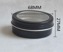 Frasco de lata de aluminio de 2 oz Contenedores recargables de 60 ml Botella Tapa de rosca superior transparente Contenedor de latas redondas SN4169