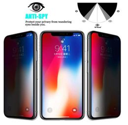 2 Pack 1 lots Couverture complète Confidentialité Film Trempé Protecteur de Verre pour iPhone 12 11 Pro Max XR XS 7 8 Plus Écran AntiSpy 9D 9H Ha8287248