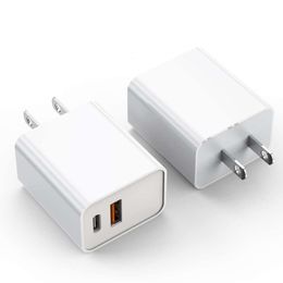 Adaptateur de chargeur mural PD USB C double Port 20W + prise USB A charge rapide pour iPhone, 2 paquets