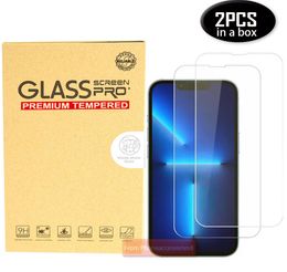 2 paquete 25d Protector de pantalla de teléfono de vidrio para iPhone 14 13 12 11 Pro Max Mini XR XS 6 7 8 Plus iPhone14 Película templada 2 Pack en Box7463522