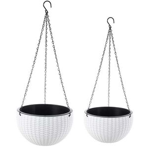 2-Pack Dual-Pots Design Panier suspendu Jardinières Auto-arrosage Intérieur Extérieur Plante Pots suspendus avec égouttoir et chaîne Y0910