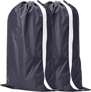 Bolsa de lavandería de 2 paquetes con correa para el hombro, rasgaduras resistentes y tela de nylon resistente a las lágrimas, almacenamiento de ropa grande plegable LL