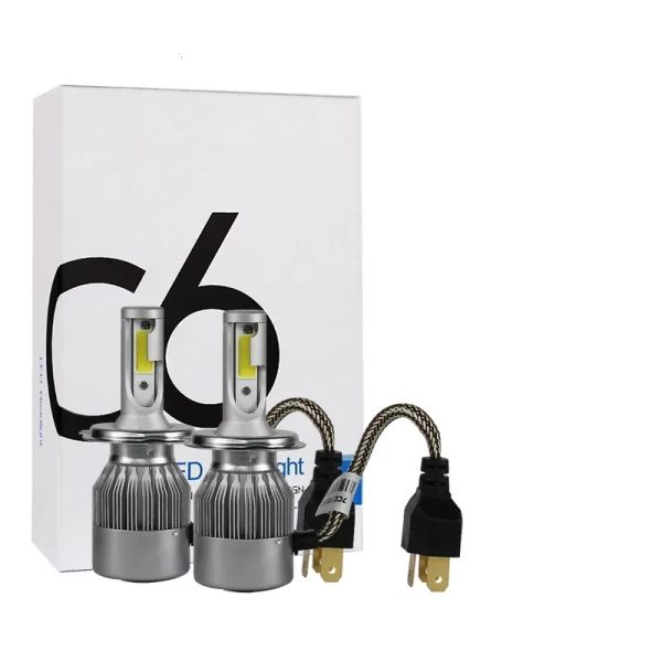 2 paquetes LED Faro LED H4 H7 C6 Serie Universal H1 H3 H11 9007 H13 Bulbos 6000K Cool White 72W 7600LM 24V ZZ