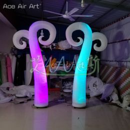 Confezione da 2 luci a LED Nuova decorazione scenica Colonna di illuminazione gonfiabile in corno di pecora con asciugacapelli Decorazione portatile per eventi