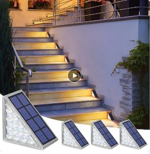 Paquet de 2 lampe de marche solaire LED IP67 étanche lumière d'escalier extérieure avec lentille antivol Design éclairage décoratif pour chemin de terrasse de jardin