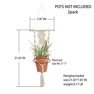 2 Pack Macrame Plant Hanger Garden Pots Planters Indoor Outdoor Hanging Planter Basket Makramee Bohemian Home Decor Wall Art