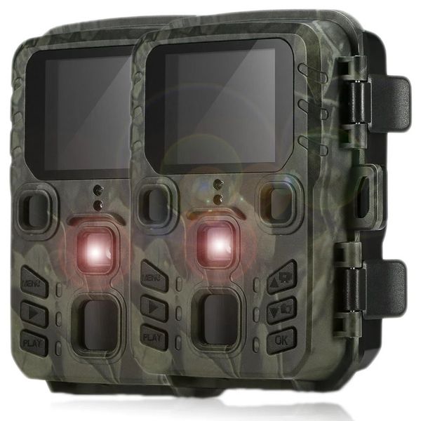 Paquet de 2 mini caméra de chasse extérieure 20MP 1080P sentier sauvage Vision nocturne infrarouge mouvement extérieur activé Scouting Po piège 231225