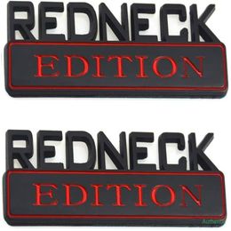 2 PACK REDNECK EDITION EXTERIEUR EMBLEEM AUTO VRACHTWAGEN BOOT DECAL LOGO VERVANGING VOOR F-150 F250 F350 SILVERADO RAM 1500 Zwart Rood254B