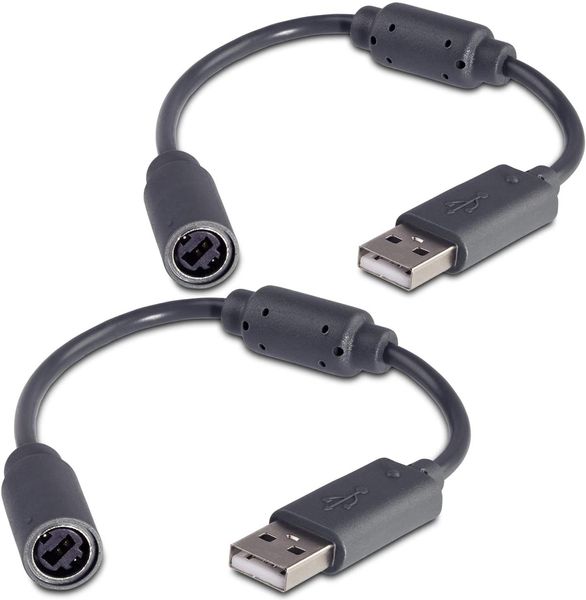 Paquete de 2 cables de separación USB Dongle de repuesto para controladores con cable Xbox 360 - Gris oscuro