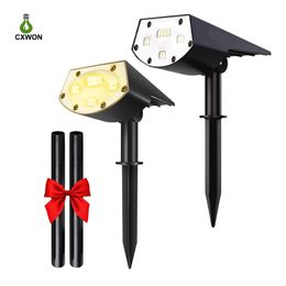 Paquete de 2 focos solares para paisaje, 20 LED, luces solares impermeables para pared, jardín exterior, entrada de entrada, porche, lámpara de iluminación de punto solar