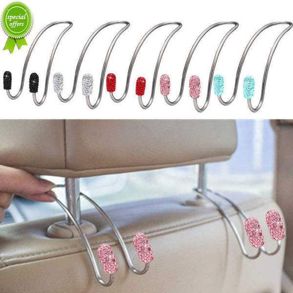 Paquete de 2 organizadores universales para respaldo de asiento, colgadores de bolsas para reposacabezas de coche con diamantes brillantes, ganchos de almacenamiento para asiento trasero de coche resistentes y duraderos