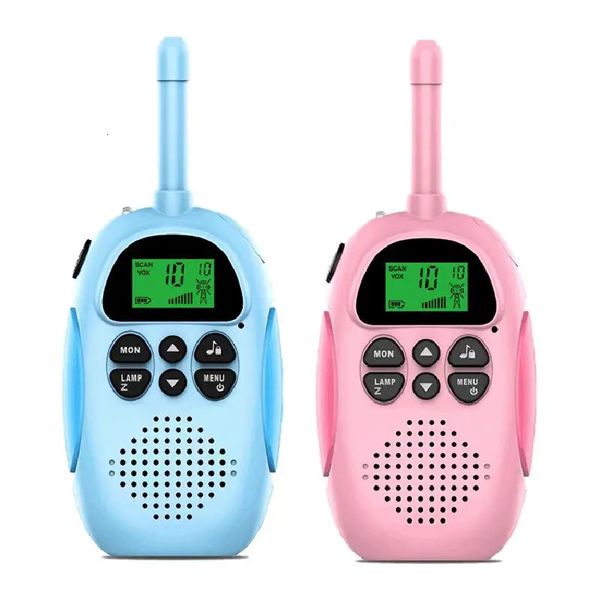 Paquete de 2 walkie talkies para niños juguetes batería recargable walkie talky 22 canales radio de 2 vías 3 km de largo alcance para niños regalos 240318