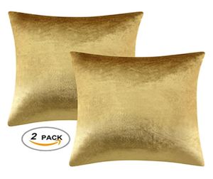 2 packs coussins décoratifs en or couvre les étuis pour canapé canapé-lit moderne de luxe en velours solide à la maison couvertures argentés 220608418555
