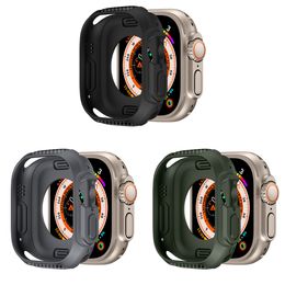 2 Packs Ultra Smart Watch Case voor Apple Watch Series 8 Cover Protector TPU Fiber Bumper Protetive Cover Robuuste hoesjes