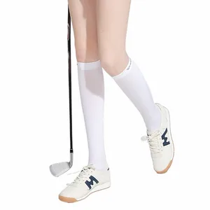 Calcetines altos de seda helada para mujer, medias de Golf transpirables antideslizantes, calcetines deportivos para piernas, novedad de verano, 2 par/bolsa, W4T9 #