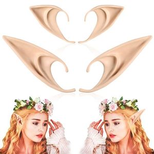 2 paires ELF oreilles moyennes jouets et style long cosplay Cosplay Pixie Soft Soft pointu Conseils Anime Party Dress Ume Costume Accessoires de mascarade Halloween Elven Vampire Fairy cadeaux