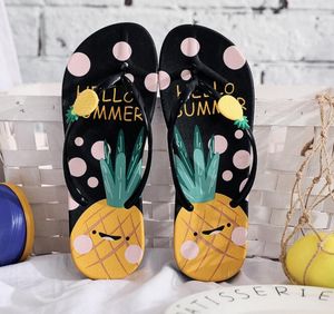 2 paires mode ananas chevrons pantoufles filles été étudiants fond souple anti-dérapant pince orteil pantoufles de plage