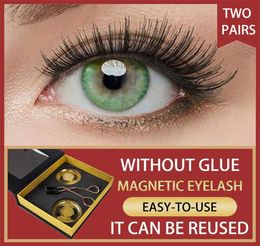 2 paires pour cils magnétiques sans eye-liner 5d extension réutilisable Magic Fibre Fibre lashs pas de colle ultra mince Light False Ey3190915