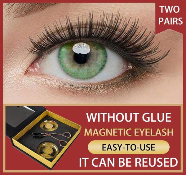 2 paires pour cils magnétiques sans eye-liner 5d extension réutilisable Magic Fibre Fibre lashs pas de colle ultra mince Light False Ey3190915