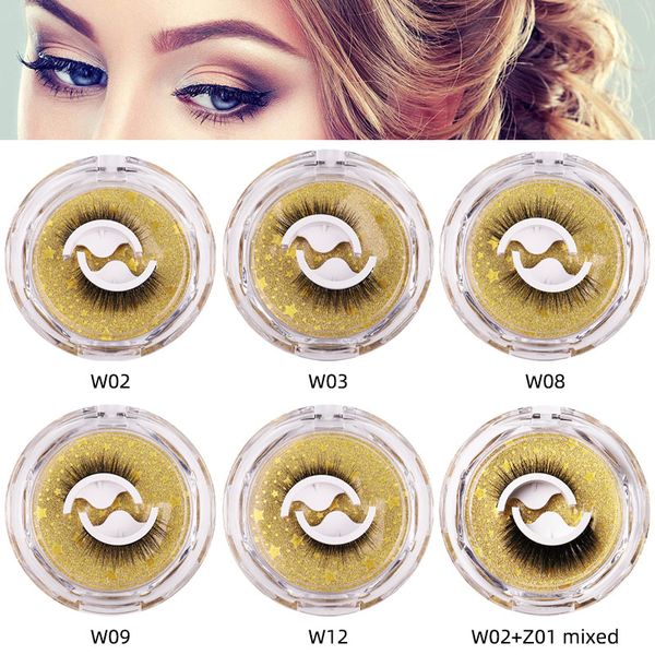 2 paires de cils auto-adhésifs sans eye-liner ni colle nécessaires doux bouclés épais longs cils naturels réutilisables imperméables faux cils derniers 6 styles