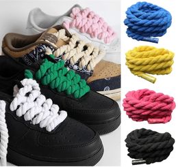 2 Pairset Vintage DIY LINEN Coton Tévarrage Style Bold Shoelaces Lowtop Tolevas Green Shoes Lace Women Men Men Dropship 240520