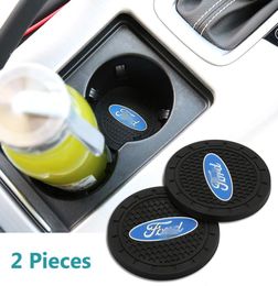 2 pc's 275 inch auto interieur accessoires Anti slip cup mat voor Ford focuskugafusionmondeofiestatransitMustang RangerF150F8387070