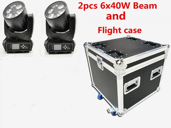 2 pièces et étui de vol LED RGBW 6x40 W 4in1 LED ruche ZOOM tête mobile faisceau barre effet LED effet d'éclairage dmx dj lampe