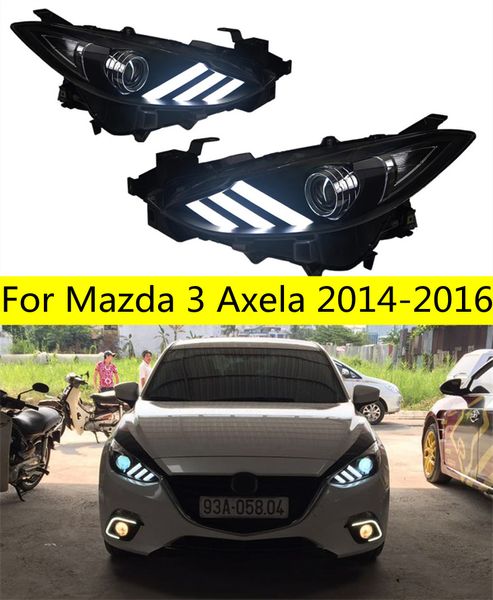 2 PCS Luz de la cabeza del automóvil automático para Mazda 3 Axela 20 14-20 19 Lámparas LED Mustang luces delanteras altas de haz