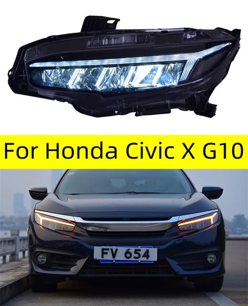 Pièces de phares de voiture pour Honda Civic X G10, 2 pièces, lampes LED modifiées, phares DRL, double projecteur, lifting