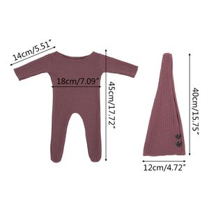 2 pcs Bodys Bodys Bodys Set Newborn Photography accessoires Cap Ramper Jumpsuit Kit Infants Photo Shooting Vêtements Tenues