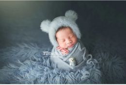 2 PCS Baby Photography Props Hat Fotography Fotography + Bear Doll recién nacido Fotografía Accesorios