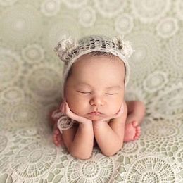 2 pc's baby swaddling wrap en kussenset pasgeboren fotografie props holle kanten dekenmeisje meisje fotoshoot accessoires