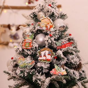 2 stks / tas creatieve cartoon kerstkleur hanger decoratie xmas boom ornamenten venster opknoping ornamenten benodigdheden