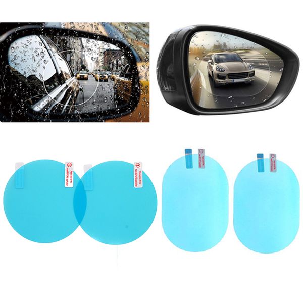 2pcs rétroviseur film de protection anti-buée fenêtre feuilles anti-pluie rétroviseur autocollants protecteur d'écran accessoires de voiture avec emballage