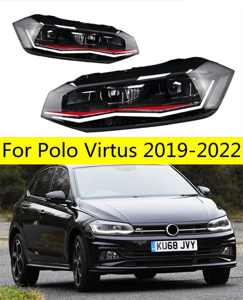 2 pièces de feux de voiture pour VW Virtus 20 19-2022, nouveaux phares Polo LED, feux de jour DRL, feux de conduite