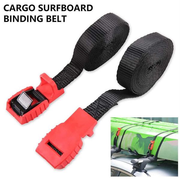 Sangles d'arrimage pour barres de toit de voiture, 2 pièces, sangles de chargement robustes avec boucle de verrouillage à came rembourrée réglable pour planches de surf Canoe345n