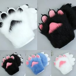2 pièces dessin animé en peluche chat Cosplay Costume ongles griffes gants fourrure main patte gants Anime Cosplay mitaines pour raconter des histoires 240201