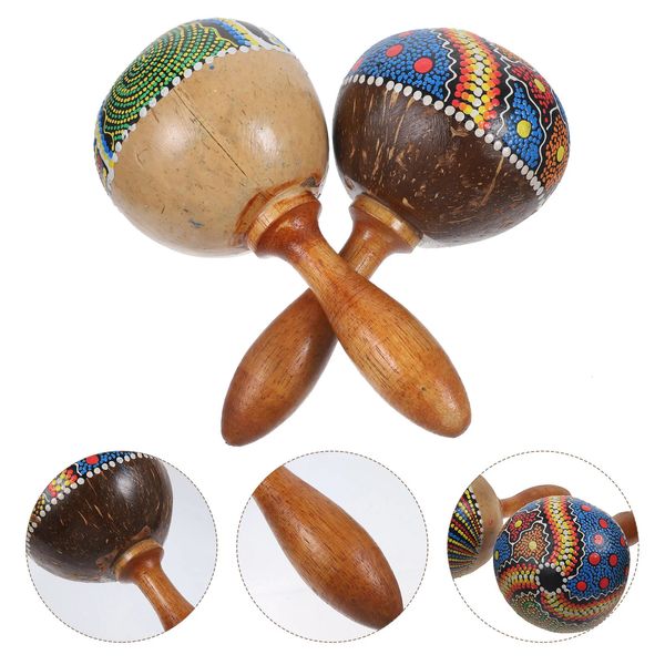 2 pcs pour enfants Toys Maraca Wooden Fiesta Maracas Birthday Present Kids Noisemakers Percussion parentChild 240408