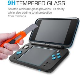 Protector de pantalla de vidrio templado Premium transparente para consola Nintendo New 2DS XL LL, cubierta de piel Full HD antiarañazos, 2 uds.