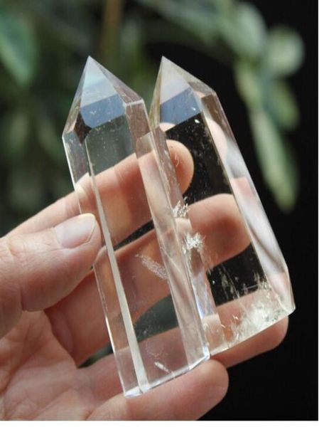 2 PCS Clear Quartz Crystal Wand Natural Point Healing01235972880