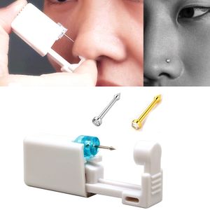 2 pc's Wegwerp veilige steriele piercing -eenheid voor neusbesturen Piercing pistoolpiergereedschap Machine Kit Body sieraden