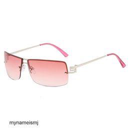 2 piezas Diseñador de lujo de moda Gafas de sol ovaladas sin marco personalizadas fotos de la calle de celebridades de Internet gafas de sol de moda anti humedad UV